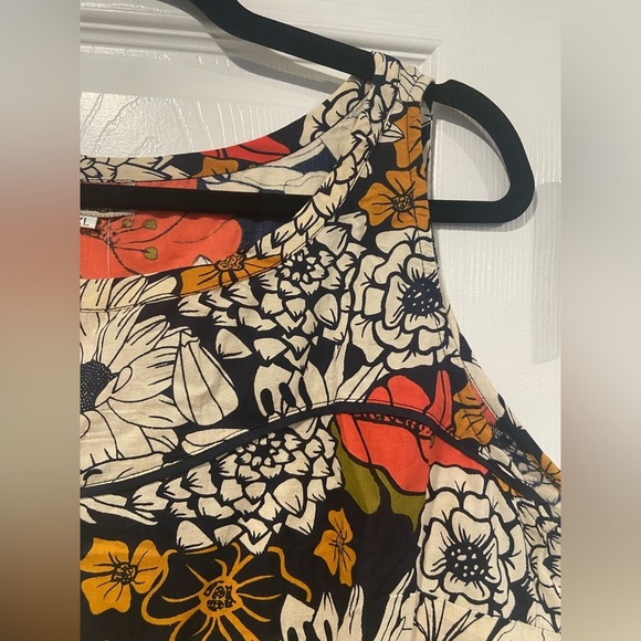 NWT Apsara Size XL Navy Blue Cream Sleeveless Side Zip Cotton Cosmos Midi Dress - Picture 4 of 10